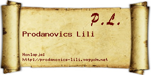 Prodanovics Lili névjegykártya